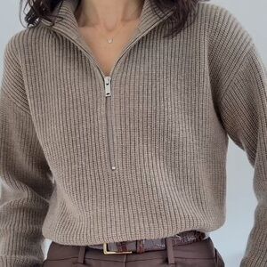 Quince Australian Merino Wool Half Zip Sweater